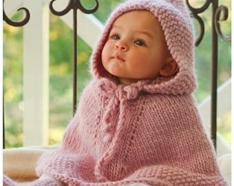 Poncho en laine naturelle douce et chaude pour bébé et enfant en cadeau de naissance ou anniversaire et Noël