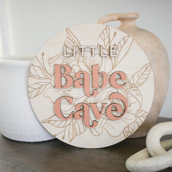 Boho Sign | Babe Cave | Wood Round Sign | Nursery Sign | Girls Room Signs | Baby Sign