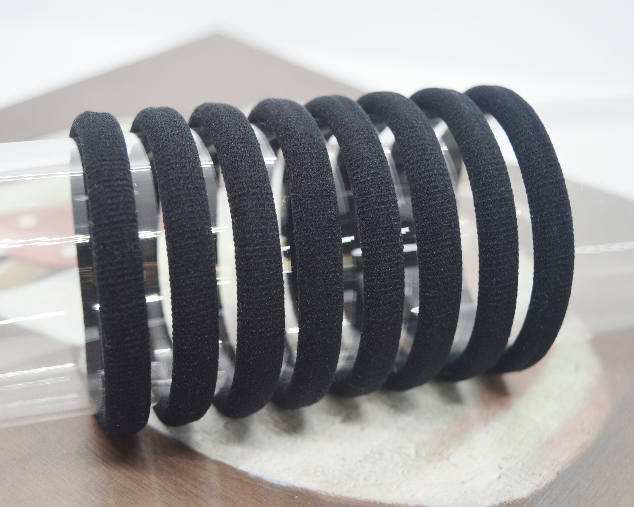 8PCS Medium Black Hair Ties Band/ Elastic and Seamless Cotton Etsy