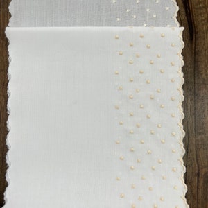 Wide White Swiss Embroidered Edging  with Ecru Dots and Scalloped Edges 5 1/4 inches Smocking Heirloom Sewing