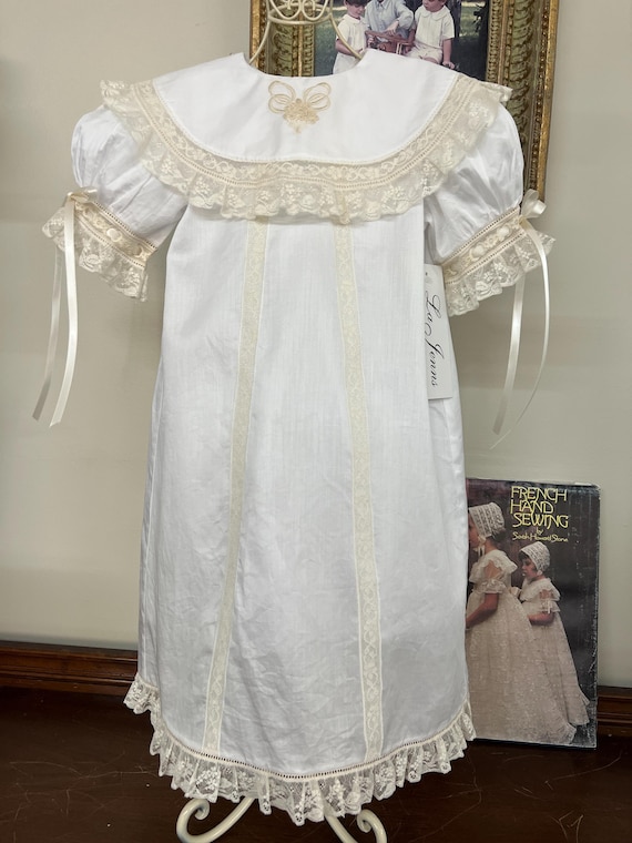 Lajenns White Satin Pima Cotton Batiste Heirloom Dress With a