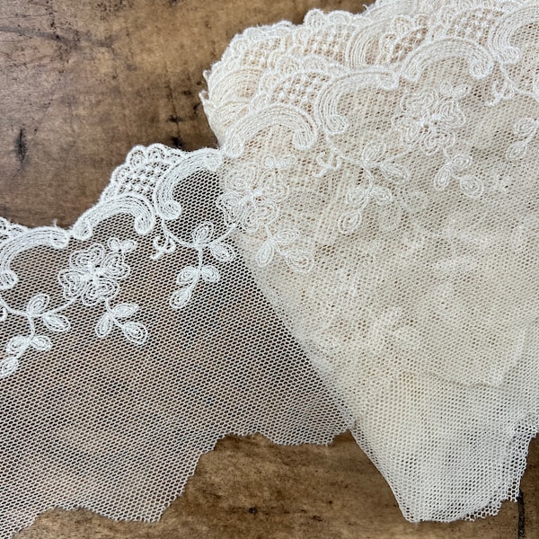 Ivory Ecru English Netting Lace Edging Heirloom Sewing Notions 4”