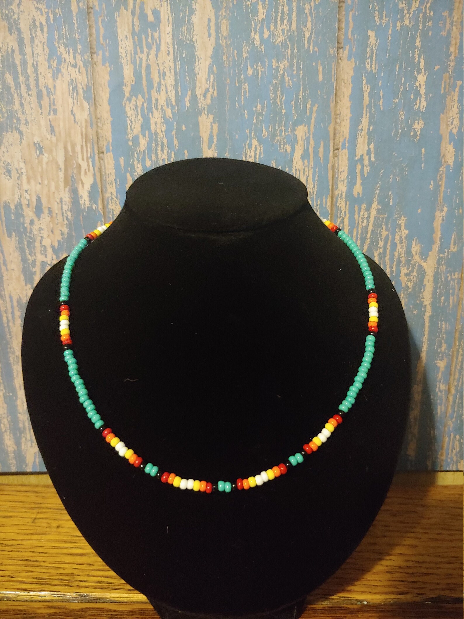 Turquoise Serape Western Style Seed Bead Choker Etsy