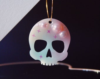 Boucles d'oreilles de déclaration de crâne de sucre pastel | Boucles d'oreilles créoles tête de mort
