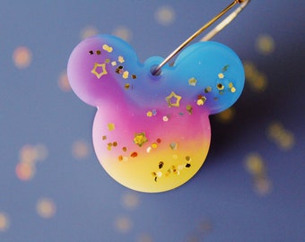 Lisa Frank inspired Mouse Hoops | hoop earrings with Mickey charm | disney earrings