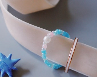 Bague perlée Cendrillon | bague extensible empilable perlée
