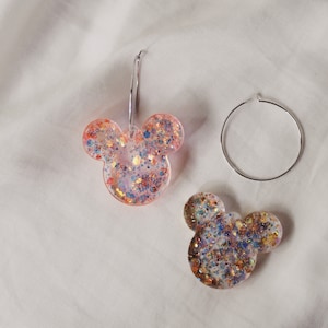 Pixie Dust Mouse Head Hoop Earrings | mickey shaped charm | hoops
