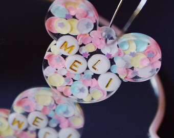 Créoles Mickey personnalisées | boucles d'oreilles souris pailletées personnalisées
