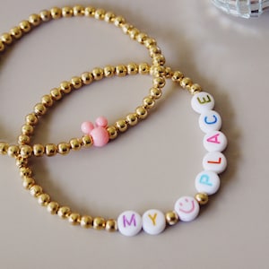 Conjunto de pulseiras Disney is my happy place | conjunto de pulseiras de contas com rosto sorridente do Mickey