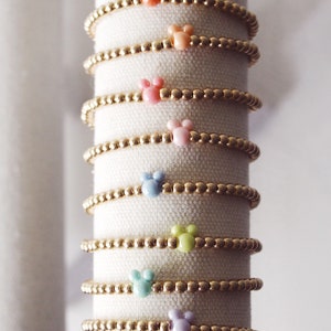 Mickey bracelet | Gold bead stretch bracelet with mouse bead