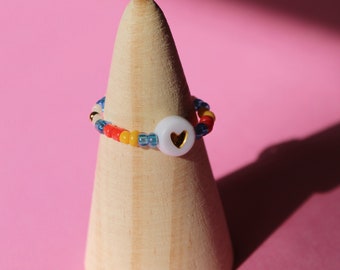 Anneau inspiré de Blanche-Neige | bague extensible empilable perlée