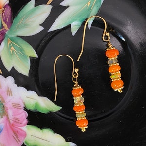Opal and Fire Opal Drop Earrings