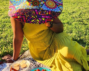 Foldable Wide Brim Sun Hat/Beach Hats/UV Sun Visor/Protection/Big African Print/Ankara Floppy Hats/for Vacation, Mother's Day Gift for Her