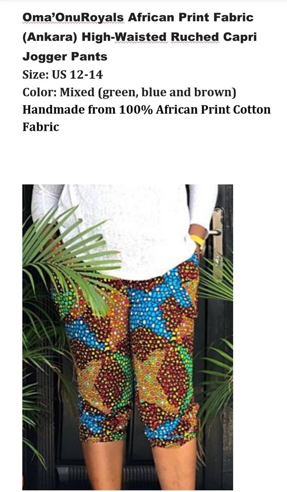 African Print Fabric (ankara) High Waisted Ruched Capri