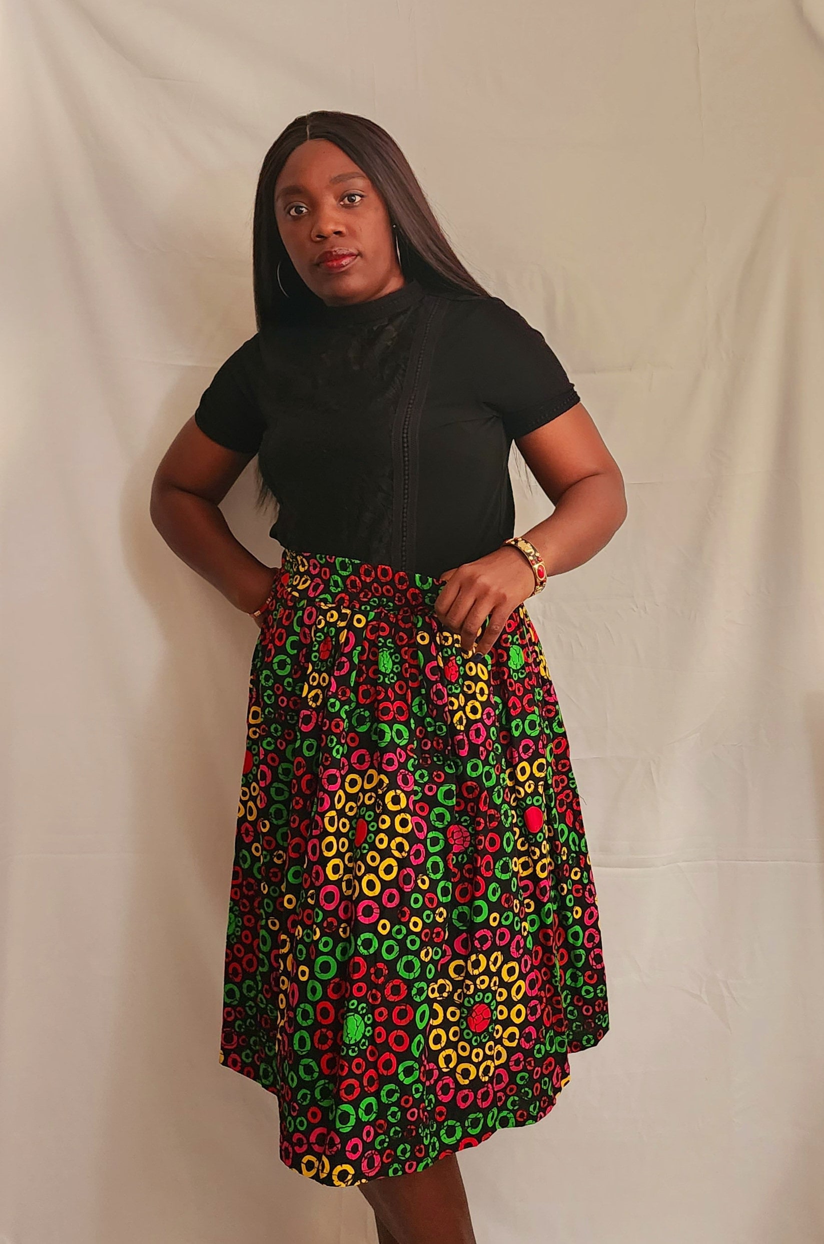 Elastic Waist Flared African Print Fabric Short Skirt for Women and ...