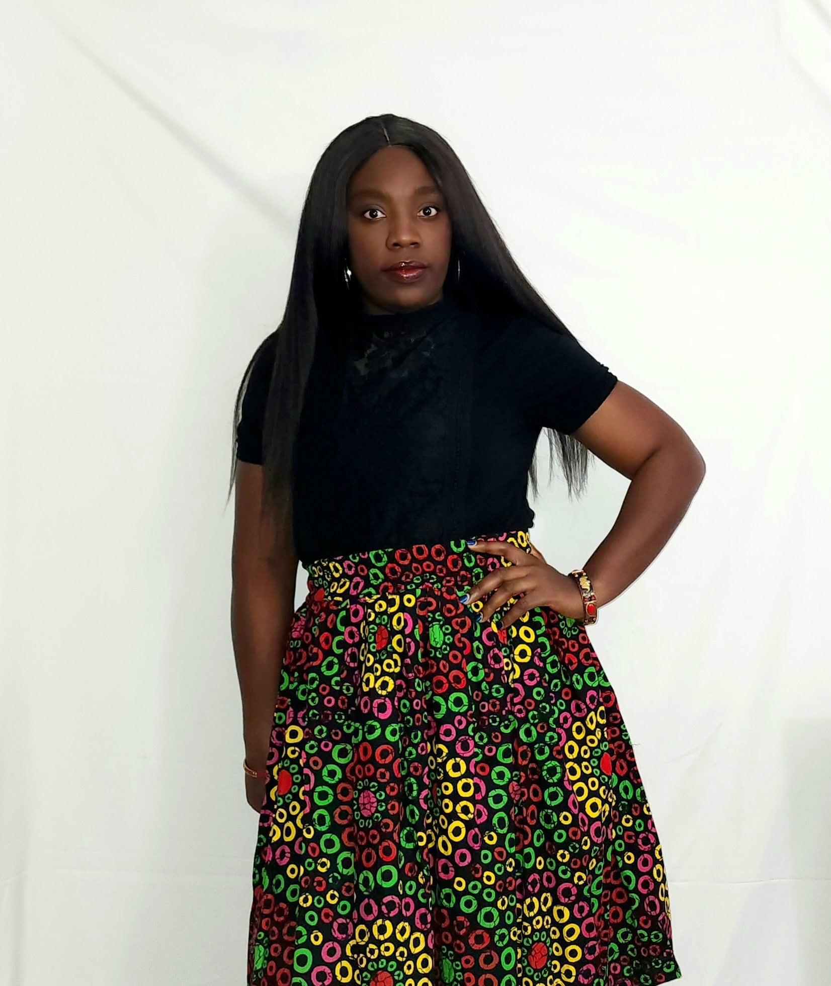 Elastic Waist Flared African Print Fabric Short Skirt for Women and ...