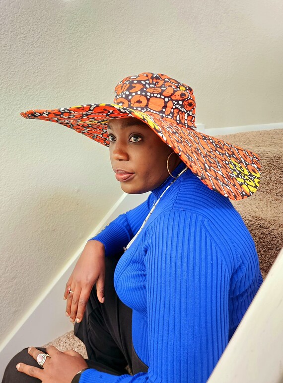 Wide Brim Sun Hat beach Hats uv Sun Visor protection big African Print ankara Floppy Hats Hat for Vacation Gift for Her Etsy