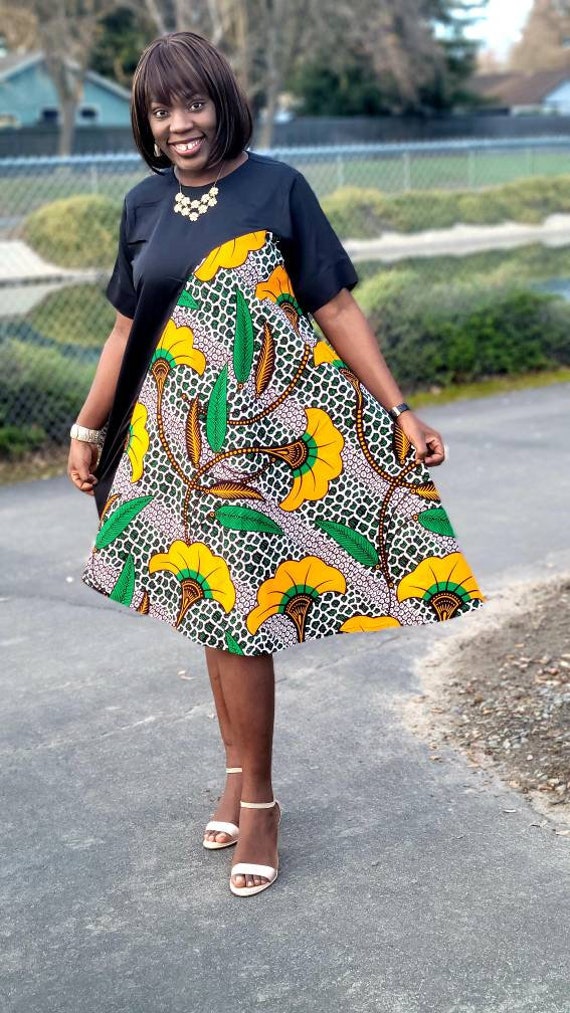 Uneven Length Flared Plain Flowery African Fabric Gown/dress - Etsy New  Zealand