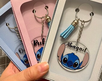 Stitch Inspired Keychain, Lilo and Stitch Inspired Merch, Custom Keychains, Stitch Custom Keychains