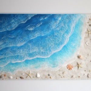 Resin Ocean Wall Art, Resin Beach Art, Resin Beach Painting, Epoxy Art, Resin Art Sea, Beach Decor, Seascape, Coastal Art, Epoxy Sea Waves
