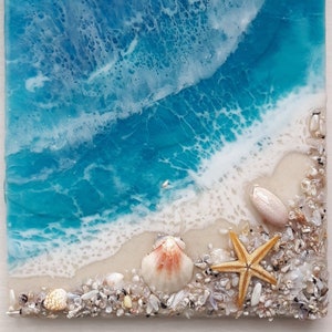 Resin Beach Art, 3d Resin Painting, Ocean Epoxy Art, Resin Art Sea, Beach Decor, Seascape, Coastal Art, Resin Ocean Wall Art, Epoxy Sea Wave