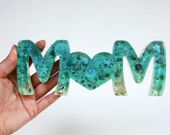 Seashell Resin Mom Sign, Ocean Beach Decor
