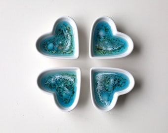 Resin beach ceramic heart ring dish, Unique Epoxy ocean trinket tray, Wedding ring dish, Heart jewelry dish, Love heart tray, Gift for her