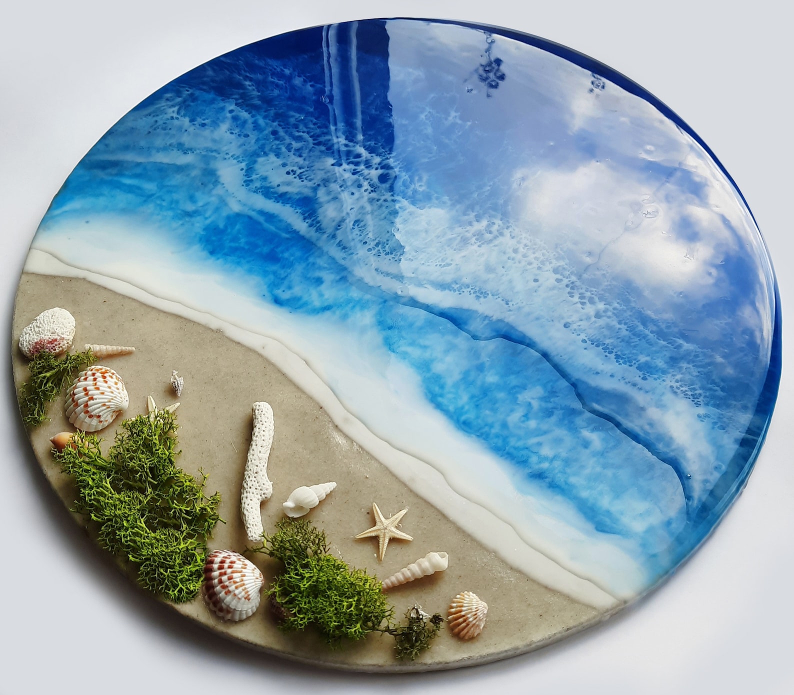 15.3 Resin Beach Art Round Resin Beach Epoxy Art Etsy