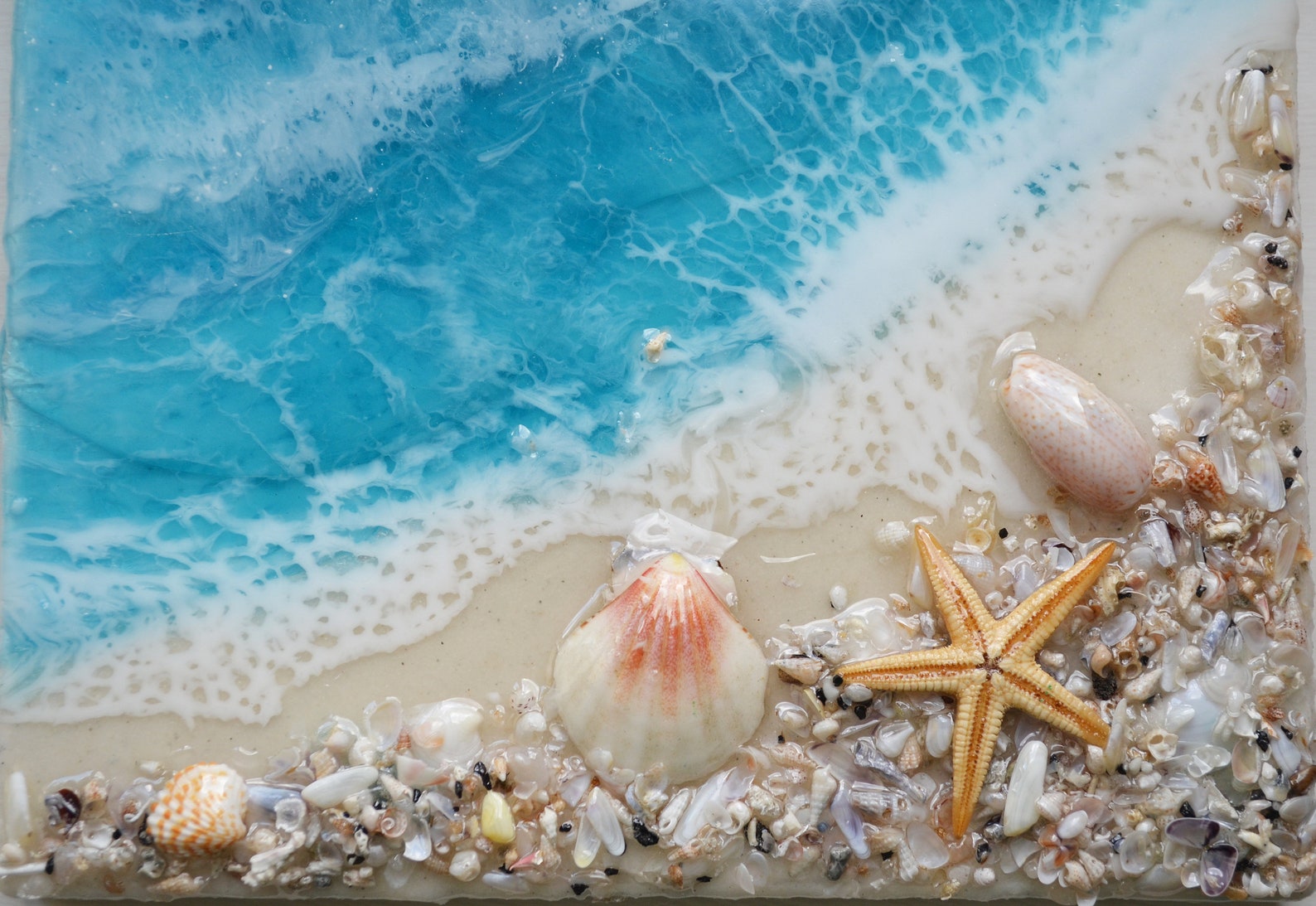 10.6x7 Resin Beach Art Resin Beach painting Epoxy Art Etsy