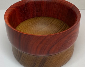 Cuenco de madera de teca y padauk de Birmania de 5 1/2” de diámetro