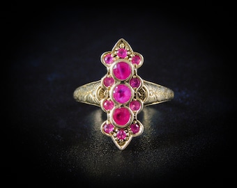 Deco Ruby Ring in 9k Gold, Size 6