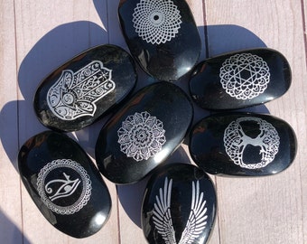 Black Obsidian Palm Stone Large AA Grade - Polished Crystal - Foto 7