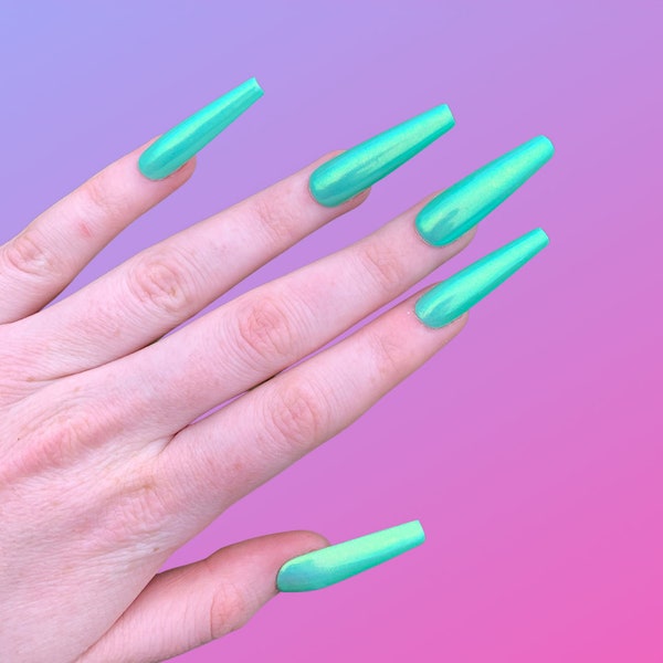 Mint Green Nails Etsy