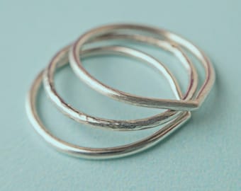 Sterling Silver Stacking Rings | Handmade Wishbone Band Set | Sustainable Jewelry