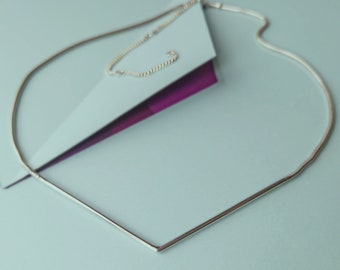 Handmade Sterling Silver Geometric Pendant Necklace | Minimalist Snake Chain