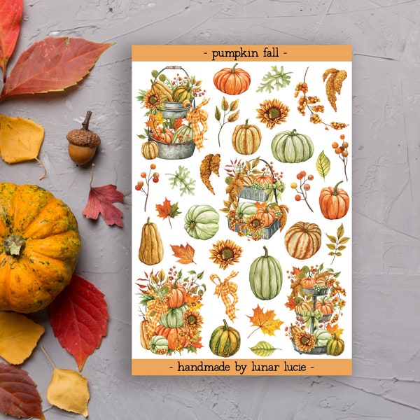 Pumpkin Fall Sticker Sheet | Halloween Pumpkin Stickers | Mabon Stickers | Autumn Fall Planner Stickers | Book Of Shadows Grimoire Stickers