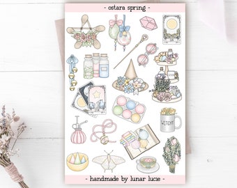 Spring Equinox Ostara Sticker Sheet | Witchy Wiccan Easter Sabbat Sticker Sheet for Planners, Book of Shadows, Grimoire & Bullet Journals