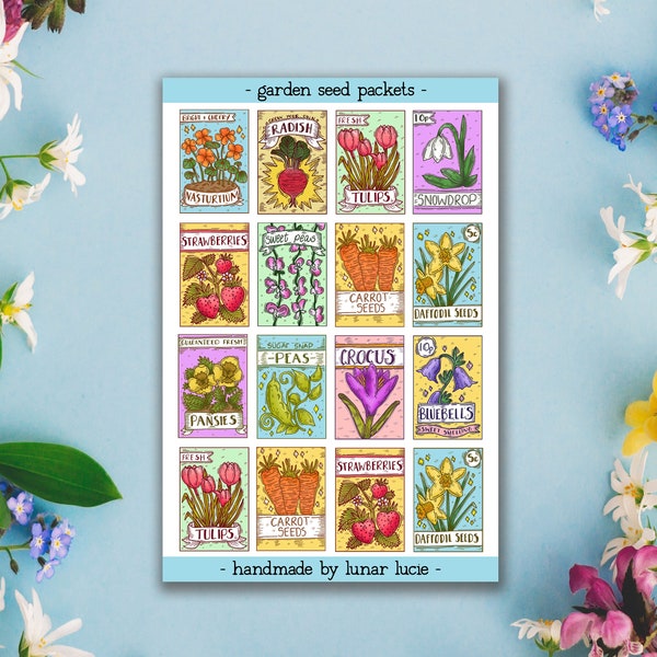 Garden Seed Sticker Sheet | Garden Stickers | Gift For Gardener | Gardening Gift Sticker Sheet | Garden Planner Stickers | Allotment Sticker