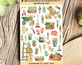 Gardening Days Deco Stickers | Cottagecore Garden Stickers | Gift For Gardener | Gardening Gift Sticker Sheet | Garden Planner Stickers