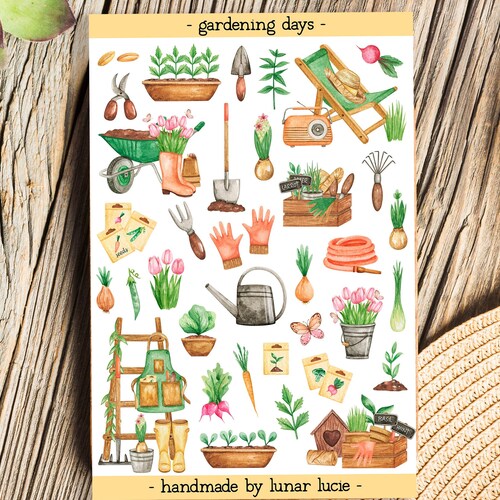 Gardening Days Deco Stickers Cottagecore Garden Stickers Etsy