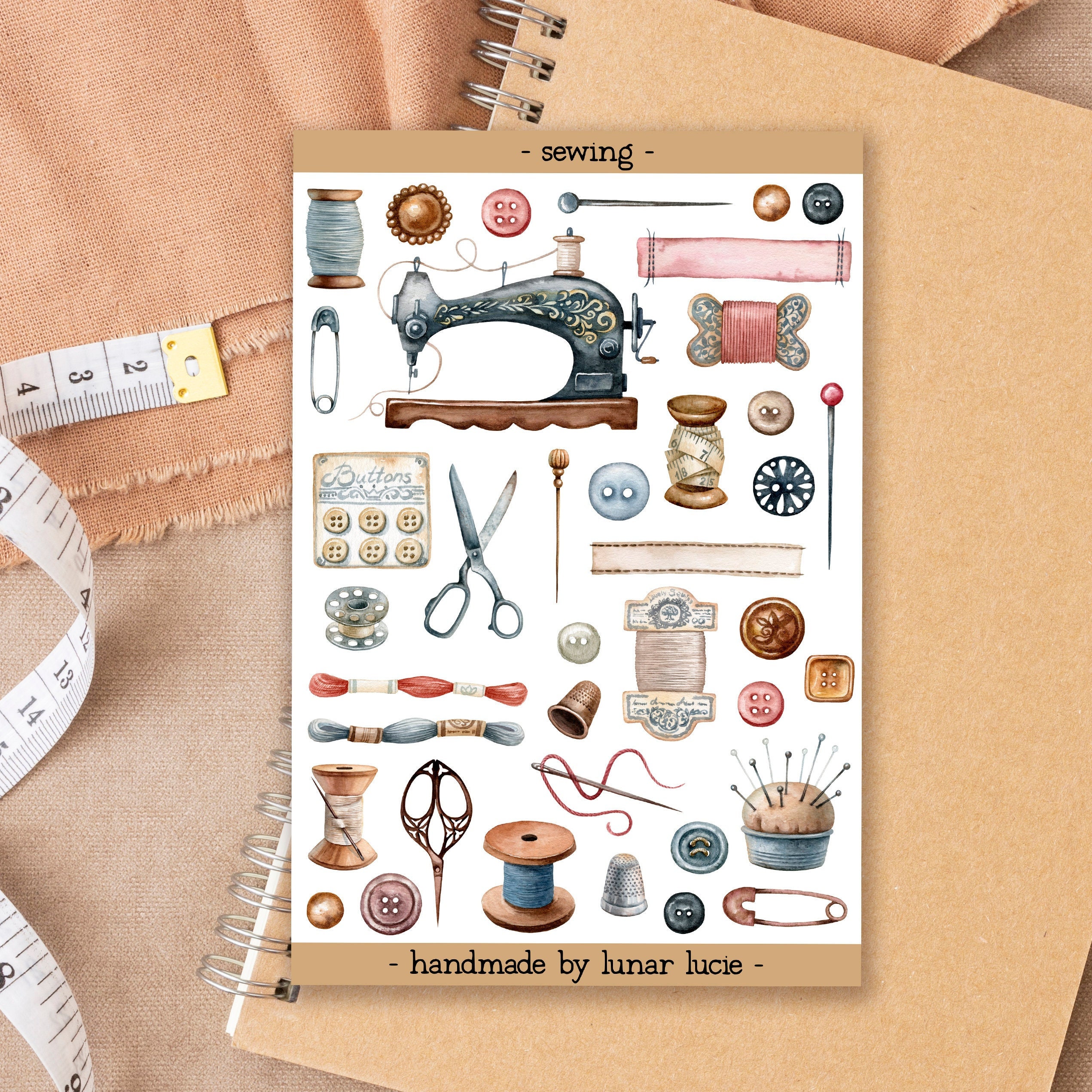 Sewing Sticker Sheet Sewing Stickers Crafting Hobby Deco Etsy UK