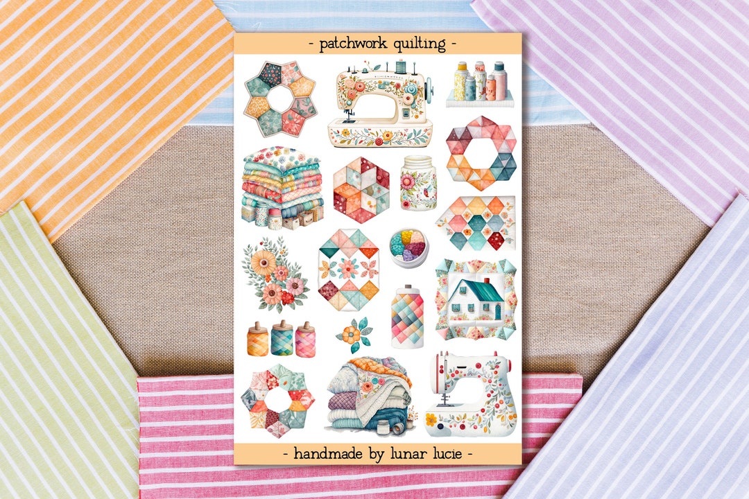 Patchwork Quilting Sticker Sheet Sewing Stickers Crafting Hobby Deco ...