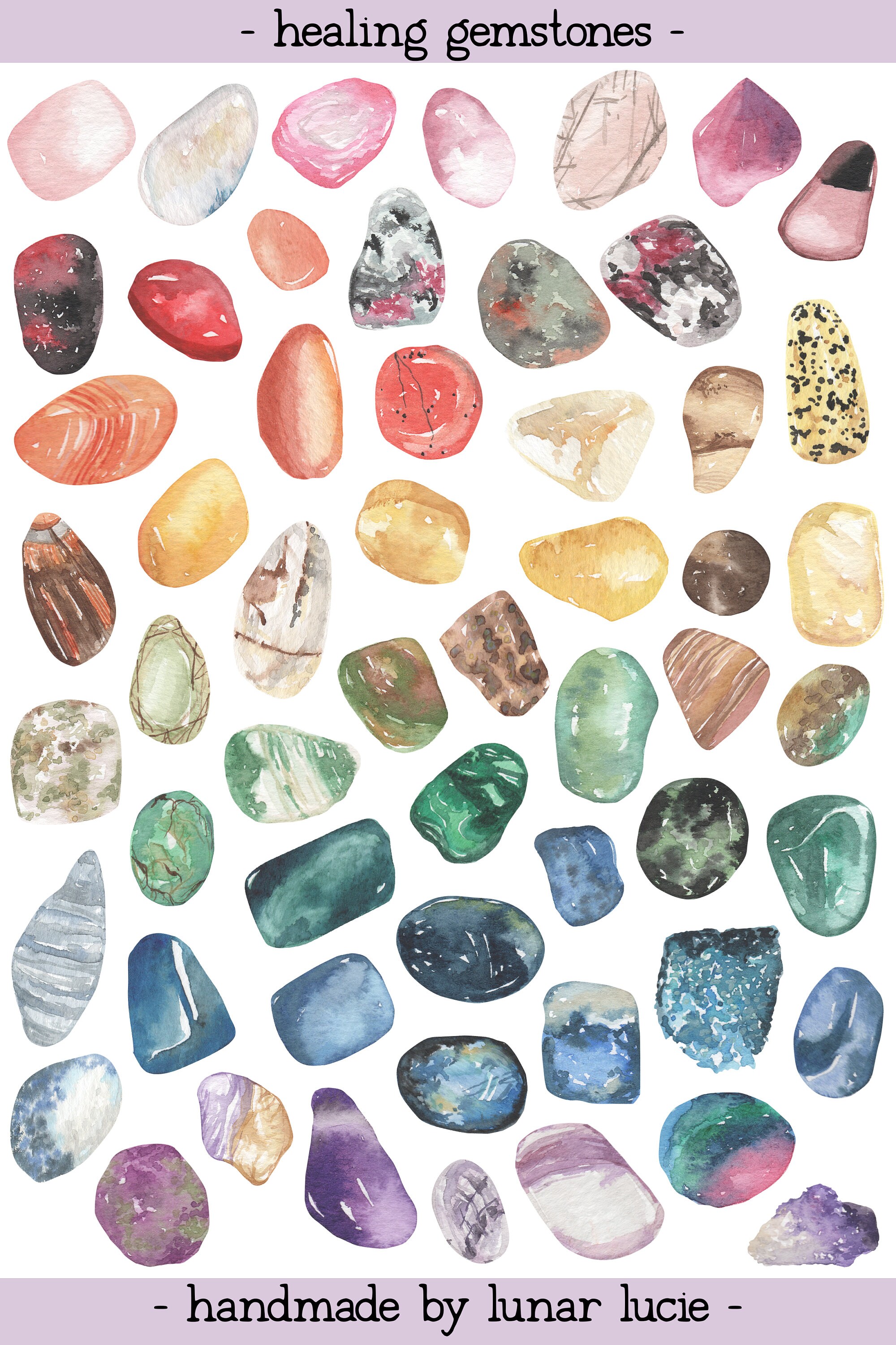 Watercolour Gemstone Planner Stickers Witchy Magical Etsy