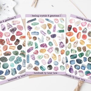 150 Crystal & Gemstone Stickers Set | Witchy Stickers | Crystal Stickers | Witch Planner Stickers | Wiccan Book of Shadows Grimoire Stickers