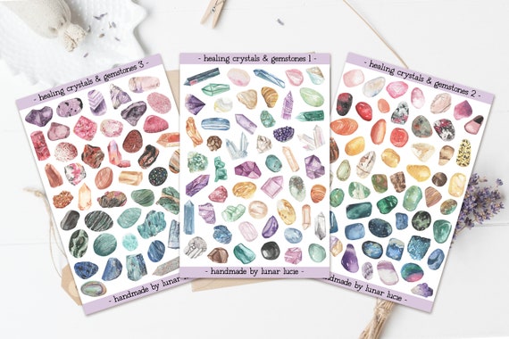 150 Crystal & Gemstone Stickers Set Witchy Stickers Crystal Stickers Witch  Planner Stickers Wiccan Book of Shadows Grimoire Stickers 