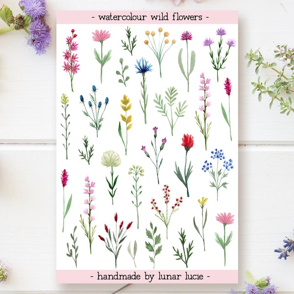 Cottagecore Wild Flower Stickers | English Country Garden Stickers | Spring Sticker Sheet for Planners, Book of Shadows & Bullet Journals