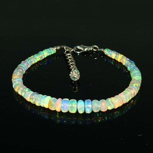 Natural Ethiopian Opal Bracelet, Smooth Opal Beaded Bracelet, Multi Fire Opal Bracelet, Opal Jewelry, Opal Bracelet