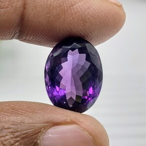 15 Carat Faceted Oval Amethyst Gemstone: Brazilian Purple Crystal, 18X13.5mm