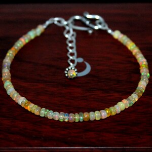 Ethiopian Opal Beaded Bracelet: 4mm Multi Fire Gemstone Jewelry