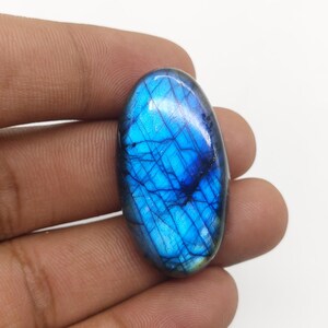 51 Carat Oval Labradorite Cabochon: Multi-Blue Spectrolite Gemstone, 35x19x8mm